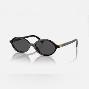 Miu Miu Black and Gold Oval Sunglasses